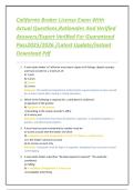 California Broker License Exam With Actual Questions&comma;Rationales And Verified Answers&sol;Expert Verified For Guaranteed Pass2025&sol;2026 &sol;Latest Update&sol;Instant Download Pdf
