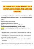 NR 226 &sol; NR226 Final Exam 1 Latest 2025 Actual Questions and Verified Answers &lpar;2025 &sol; 2026&rpar; A&plus; Grade 100&percnt; Guarantee Verified by Experts
