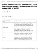 Shadow Health - Tina Jones&comma; Health History EXAM Questions and Answers &lpar;Verified Answers&rpar; &lpar;Latest Update 2025&rpar; UPDATE&excl;&excl;