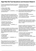 High Risk Ob Test Questions and Answers Rated A