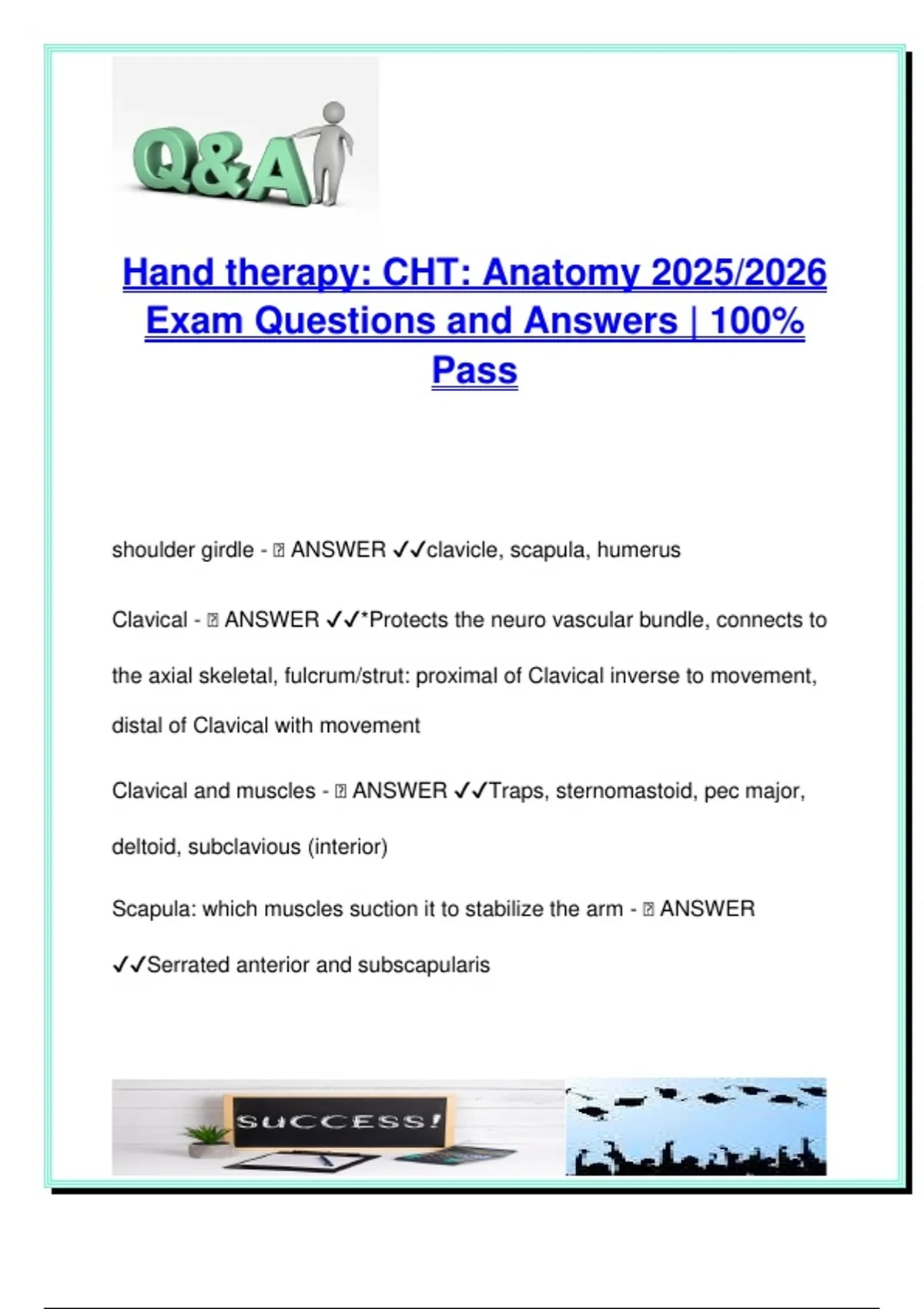 Post Injury Questions Hand Therapy Clinical Review 2025/2026 | 150+ Solved Questions on ...
