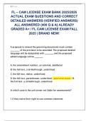FL &ndash; CAM LICENSE EXAM BANK 2025&sol;2026  ACTUAL EXAM QUESTIONS AND CORRECT  DETAILED ANSWERS &lpar;VERIFIED ANSWERS&rpar;  ALL ANSWERED &lbrace;400 Q & A&rcub; ALREADY  GRADED A&plus; &sol; FL CAM LICENSE EXAM FALL  2025 &vert; BRAND NEW&excl; 