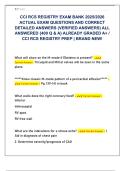 CCI RCS REGISTRY EXAM BANK 2025&sol;2026  ACTUAL EXAM QUESTIONS AND CORRECT  DETAILED ANSWERS &lpar;VERIFIED ANSWERS&rpar; ALL  ANSWERED &lbrace;400 Q & A&rcub; ALREADY GRADED A&plus; &sol;  CCI RCS REGISTRY PREP &vert; BRAND NEW&excl; 
