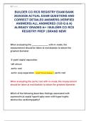 BUILDER CCI RCS REGISTRY EXAM BANK  2025&sol;2026 ACTUAL EXAM QUESTIONS AND  CORRECT DETAILED ANSWERS &lpar;VERIFIED  ANSWERS&rpar; ALL ANSWERED &lbrace;120 Q & A&rcub;  ALREADY GRADED A&plus; &sol; BUILDER CCI RCS  REGISTRY PREP &vert; BRAND NEW&excl; 