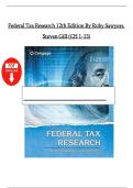 TEST BANK for Federal Tax Research 12th Edition by Roby Sawyers&comma; Steven Gill&vert;&vert;All chapters Covered &vert;&vert; Latest Updated Guide A&plus; &vert;&vert; ISBN&colon;9780357366387&vert;&vert;