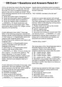 OB Exam 1 Questions and Answers Rated A&plus;