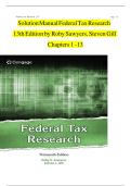 Test Bank For Federal Tax Research 13th Edition by Roby Sawyers&comma; Steven Gill Chapters 1 -13 &vert;&vert;Complete A&plus; Guide