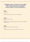Sprinkler System S-12 Exam &lpar;Latest 2025&sol;2026 Update&rpar; &vert; Verified Questions & Answers &vert; 100&percnt; Correct &vert; Grade A