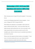 Meteorology ATSC 110 Exam 2026 Questions and Answers 100&percnt; Pass Guaranteed