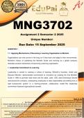 MNG3702 Assignment 2 (COMPLETE ANSWERS) Semester 2 2025 - DUE 15 September 2025