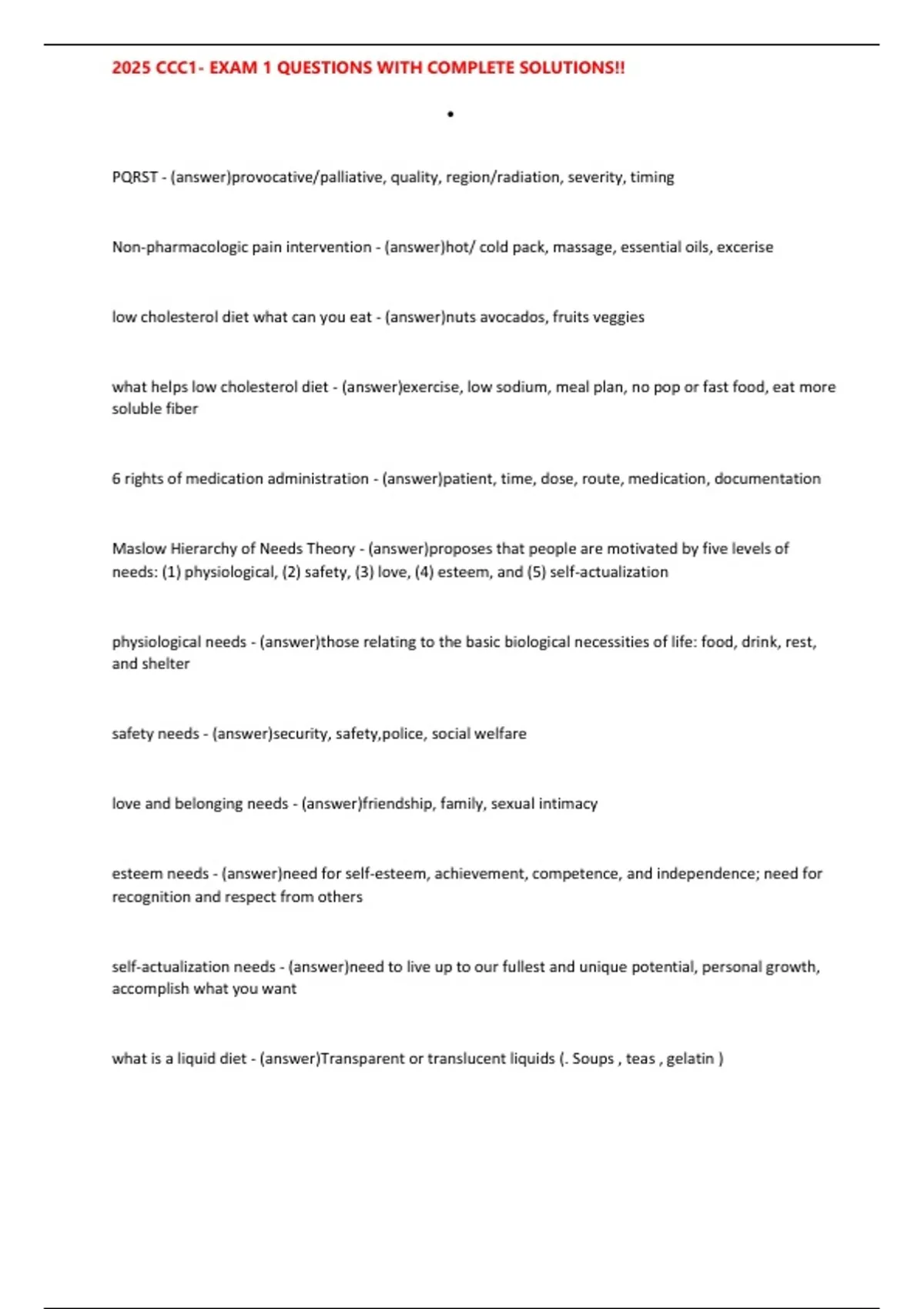 2025 CCC1- EXAM 1 QUESTIONS WITH COMPLETE SOLUTIONS!! - 2025 CCC1 ...