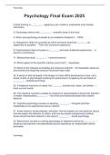 Psychology Final Exam 2025 