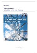 Test Bank for Corporate Finance by Jonathan Berk & Peter DeMarzo&comma; 6th Edition&vert; All Chapters 1-31 Complete & Verified&vert;&vert; GRADED A&plus;