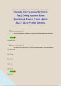 Kentucky Driver's Manual for Permit Test &vert; Driving Insurance Exam Questions & Answers &lpar;Latest Upload 2025 &vert; 2026&rpar; Verified Solutions&period;      