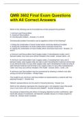 QMB 3602 Final Exam Questions with All Correct Answers 