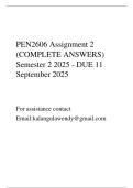 PEN2606 Assignment 2 &lpar;COMPLETE ANSWERS&rpar; Semester 2 2025 - DUE 11 September 2025