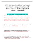 AYPO Real Estate Principles of Real Estate I and II Exams &vert; Complete Questions and Correct Answers &vert; Graded A&plus; &vert; Verified Answers &vert; Just Released