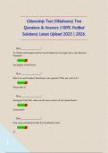 Citizenship Test &lpar;Oklahoma&rpar; Test Questions & Answers &lpar;100&percnt; Verified Solutions&rpar; Latest Upload 2025 &vert; 2026&period;      