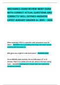 MECHANICS EXAM REVIEW NEIEP EXAM WITH CORRECT ACTUAL QUESTIONS AND CORRECTLY WELL DEFINED ANSWERS LATEST ALREADY GRADED A&plus; 2025 &ndash; 2026