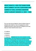 ADULT HEALTH 1 HESI TEST BANK EXAM WITH CORRECT ACTUAL QUESTIONS AND CORRECTLY WELL DEFINED ANSWERS LATEST ALREADY GRADED A&plus; 2025 &ndash; 2026