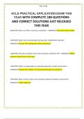 ACLS PRACTICAL APPLICATION EXAM THIS YEAR WITH COMPLETE 180 QUESTIONS AND CORRECT SOLUTIONS JUST RELEASED THIS YEAR