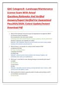 QAC Category B &ndash;Landscape Maintenance License Exam With Actual Questions&comma;Rationales And Verified Answers&sol;Expert Verified For Guaranteed Pass2025&sol;2026 &sol;Latest Update&sol;Instant Download Pdf