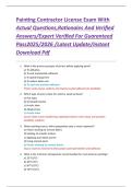 Painting Contractor License Exam With Actual Questions&comma;Rationales And Verified Answers&sol;Expert Verified For Guaranteed Pass2025&sol;2026 &sol;Latest Update&sol;Instant Download Pdf