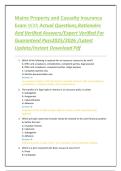Maine Property and Casualty Insurance Exam With Actual Questions&comma;Rationales And Verified Answers&sol;Expert Verified For Guaranteed Pass2025&sol;2026 &sol;Latest Update&sol;Instant Download Pdf