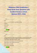 Oklahoma CNA Certification &vert; Study Guide Exam Questions with Certified Solutions &lpar;Latest Updated 2025 &vert; 2026&rpar;      