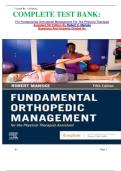 COMPLETE TEST BANK: For Fundamental Orthopedic Management For The Physical Therapist Assistant 5th Edition By Robert C. Manske Questions And Answers Graded A+.
