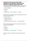 California Fluoroscopy Test Exam Questions and Answers &lpar;Most Recent Version&comma; Complete Study