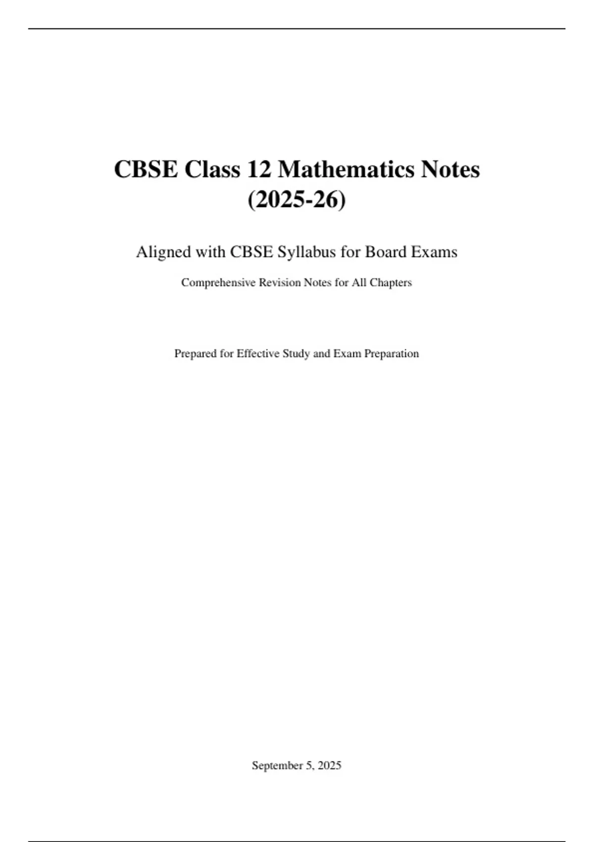 CBSE Class 12 Mathematics Notes (2025-26) Aligned with CBSE Syllabus ...