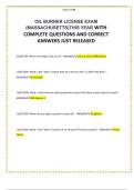 OIL BURNER LICENSE EXAM &lpar;MASSACHUSETTS&rpar;THIS YEAR WITH COMPLETE QUESTIONS AND CORRECT ANSWERS JUST RELEASED 