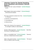 Infection Control for Dental Assisting Exam Questions and Answers &lpar;Solved Papers&rpar;