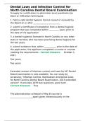 Dental Laws and Infection Control for North Carolina Dental Board Examination