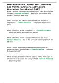 Dental Infection Control Test Questions and Verified Answers&comma; 100- Score Guarantee Pass &lpar;Latest 2025&rpar;