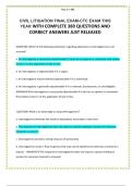CIVIL LITIGATION FINAL EXAM-CTC EXAM THIS YEAR WITH COMPLETE 380 QUESTIONS AND CORRECT ANSWERS JUST RELEASED 