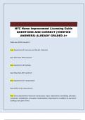 NYC Home Improvement Licensing Guide QUESTIONS AND CORRECT &lpar;VERIFIED ANSWERS&rpar; ALREADY GRADED A&plus;
