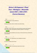Driver's Ed Segment 1 Final Test &ndash; Michigan &vert; Maryville Latest 2025 &vert; 2026 &lpar;100&percnt; Correct Answers&rpar;      