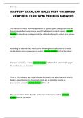 MASTERY EXAM&comma; CAR SALES TEST COLORADO &vert; CERTIFIED EXAM WITH VERIFIED ANSWERS