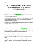 AZ PT JURISPRUDENCE EXAM &vert; LATEST ACTUAL QUESTIONS WITH VERIFIED DETAILED ANSWERS
