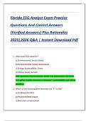 Florida ESG Analyst Exam Practice  Questions And Correct Answers  &lpar;Verified Answers&rpar; Plus Rationales  2025&vert;2026 Q&A &vert; Instant Download Pdf 