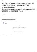 Relias&sol;Prophecy General ICU RN A V3 Exam 2025&sol;2026 &vert; Complete Exam Questions and Correct Answers &lpar;Verified&rpar; &vert; Graded A&plus; &vert; Latest Update