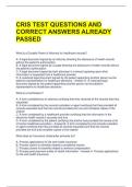 CRIS TEST QUESTIONS AND CORRECT ANSWERS ALREADY PASSED 