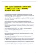 CRIS EXAM QUESTIONS WITH 100&percnt; CORRECT DETAILED ANSWERS GUARANTEED PASS