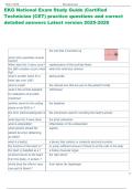 EKG National Exam Study Guide &vert;Certified  Technician &lpar;CET&rpar; practice questions and correct  detailed answers Latest version 2025-2026 