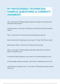 RV REGISTERED TECHNICIAN SAMPLE QUESTIONS & CORRECT ANSWERS