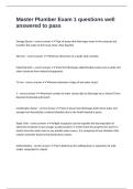Master Plumber Exam 1 questions well answered to pass
