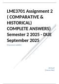 LME3701 Assignment 2 &lpar; COMPARATIVE & HISTORICAL&rpar; COMPLETE ANSWERS&rpar; Semester 2 2025 - DUE September 2025