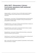 WGU D677- Elementary Literacy Curriculum questions well answered already passed